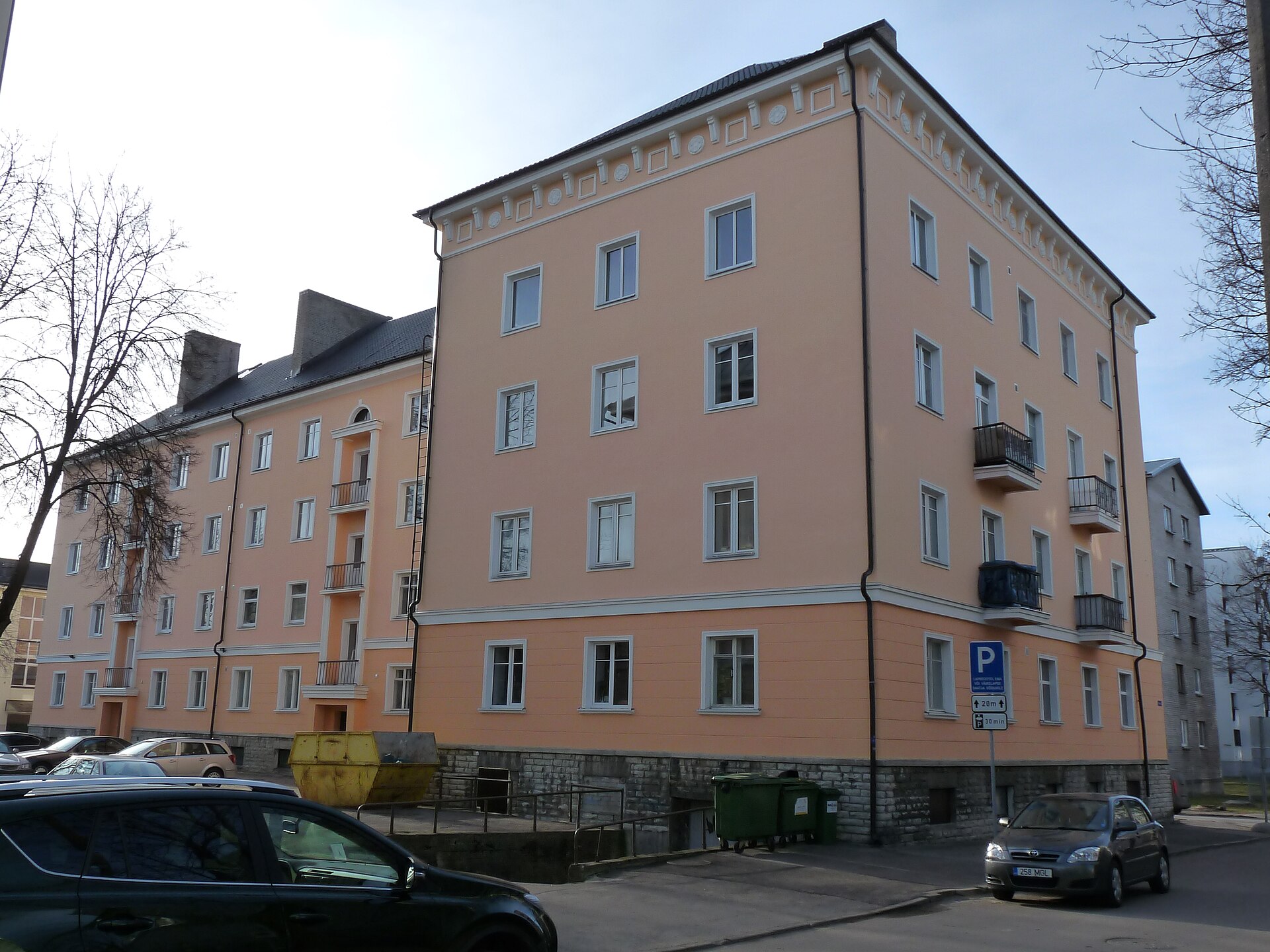 Young residents in a European city apartment block